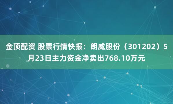 金顶配资 股票行情快报：朗威股份（301202）5月23日主力资金净卖出768.10万元
