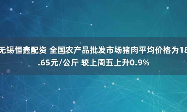 无锡恒鑫配资 全国农产品批发市场猪肉平均价格为18.65元/公斤 较上周五上升0.9%