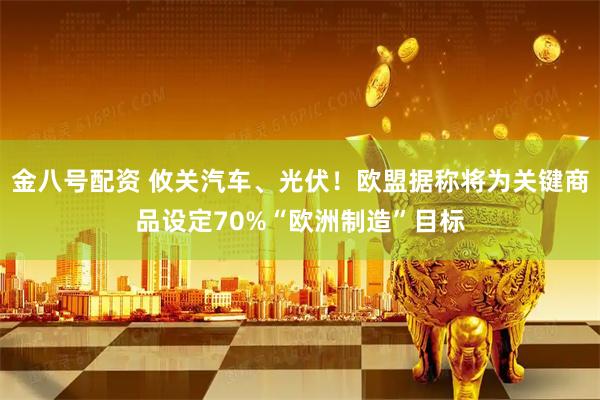 金八号配资 攸关汽车、光伏！欧盟据称将为关键商品设定70%“欧洲制造”目标
